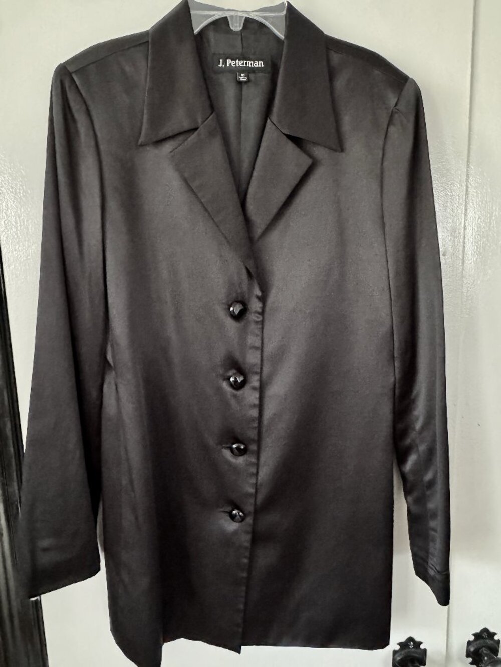 J Peterman Women's Cotton Silk Satin Blazer Black US 10